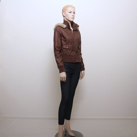Ashley by 26 international Leather Jacket with Detachable Faux Fur Hood - Picture 1 of 14